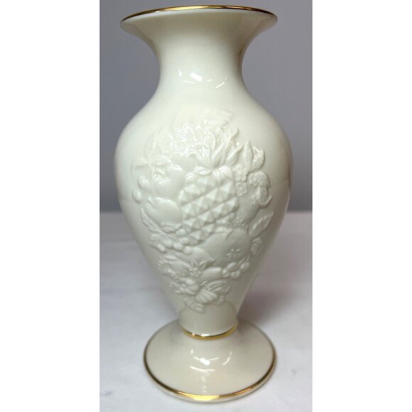 Lenox Fruits Of Life Vase Ivory Gold Trim Porcelain 7.5" Made In USA - Picture 3 of 5